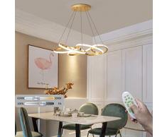 YVODA oro Lampada a Sospensione, Lampadario 55W 65cm Design Dimmerabile Lampadario da Led Soffitto, con Telecomando per Sala da pranzo Camera da Letto Lampadario contemporaneo