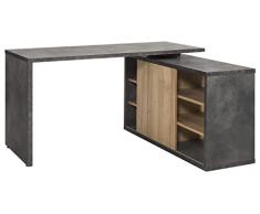 Composad | Scrivania della Linea CORE con 1 Anta Scorrevole e 6 vani, Scrivania Angolare, Scrivania con Libreria Angolo, Dimensioni (LxAxP) 150x74x120 cm, Colore Rovere e Grigio Tadao, Made in Italy