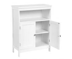 EUGAD 0127WY Mobile Bagno Bianco Armadietto da Terra Mobiletto Autoportante con Ante Salvaspazio Cucina in Legno