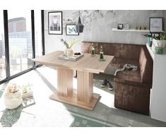 MyStyleWood Olga - Panchina angolare in legno di quercia con tavolo a colonna, imbottito, in ecopelle, facile da pulire, struttura in legno stabile, 168 x 128R