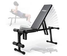 Physionics® Panca da Palestra - Pieghevole, Piana o Inclinata, Schienale Regolabile in 10 Livelli, Sedile in 4 Posizioni, Carico Massimo 200 kg - Multifunzione Fitness Panca Pesi, Allenamento completo