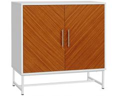 homcom Mobiletto Basso in Truciolato e Metallo a 2 Ante con Ripiano Regolabile a 2 Livelli, per Soggiorno, Ingresso e Cucina, 80x39x80 cm, Bianco e Marrone