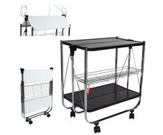 Carrello A Route Da Servizio Pieghevole, Stoccaggio Da Cucina, Nero