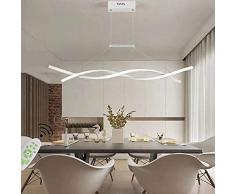 Lampada a sospensione LED Dimmerabile con telecomando Luce pendente Moderno Creativo Spirale Design Lampadario per Isola della cucina Bar Sala da pranzo Salotto Loft (L39.37in, bianco)