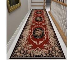 ANEEZ Tappeto Cucina Tappeto Europeo retrò, Eleganti Tappeti Floreali in Rosso Nero, Guide del Corridoio della Cucina della Camera da Letto - Lavabili Antiscivolo Personalizzabili