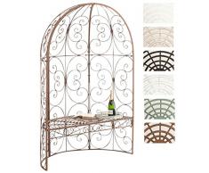 CLP Padiglione Giardino con Panca Rosie I Gazebo Padiglione in Ferro I Pergola A Semiluna Portata Max 200 kg, Colore:Bianco Crema