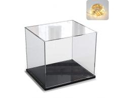 ELEpure Vetrina in Acrilico Trasparente per Collezione Lego statuine modellino, espositore perfezionato Scatola per Esposizione archiviazione Antipolvere per giocattolino statuine (Nero, 20x20x20cm)