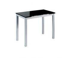 MOMMA HOME - Tavolo da Cucina Allungabile - Modello Calcuta - Negro - Dimensioni 100/140 x 60 x 76 cm - Materiale in Vetro Temperato - Struttura in Metallo