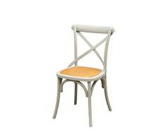 Biscottini Sedia Thonet in massello di Frassino e Seduta Rattan Finitura Grigio Anticato L48xPR52xH88 cm