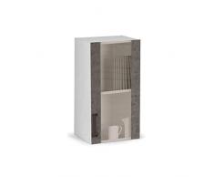 Pensile Vetrina Grigio Cemento 1 Anta In Legno Nobilitato H.72x40x32cm