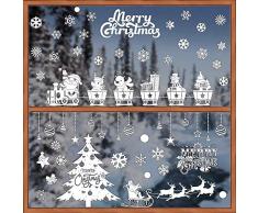 BUONDAC 2 Rotoli Adesivi Finestre Natale Fiocco di Neve Decorativo Murali Natalizie Decorazioni Inverno Vetrina Vetrine Vetro Negozio Bar