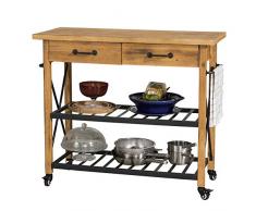 SoBuy Penisola Cucina Mobile Carrello Cucina Shabby portabottiglie per 22 Bottiglie, con 2 cassetti, Lunghezza 106 cm, FKW57-N
