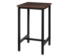 WOLTU Tavolo da Bar Quadrato Alto Tavolino Bancone per Cucina in Metallo e Legno 60x60x102 cm BT34dc