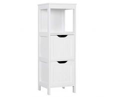 Yaheetech Armadietto da Terra in Legno Mobile per Bagno Mobile Autoportante ad Angolo Armadio con 2 Cassetti per Medicine Mobile da Cucina Salotto Soggiorno Corridoio 89 x 30 x 30 cm