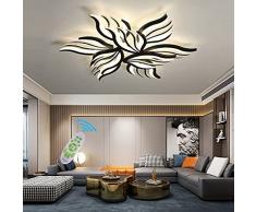 Plafoniera LED Dimmerabile Soggiorno Lampada da Soffitto Moderna Bianco Fiori Design Lampada Sala da Pranzo Tavolo da Pranzo Lampadari Per Ufficio Camera da Letto Bagno Decor Lampade (Nero, Φ85cm)