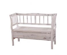 Mendler Panca cassapanca T207 legno di paulonia 40x119x85cm con cuscino bianco antico