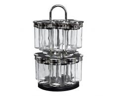 JE CHERCHE UNE IDEE KB5669, porta-spezie con due ripiani, con 16 barattoli in vetro/plastica, trasparente, nero, 19 x 19 x 31,5 cm