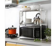 G4RCE Nuova mensola supporto organizzatore doppia per forno a microonde portaoggetti unità con gancio per appendere per tenere in ordine la cucina UK.