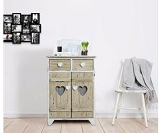 Mobili Rebecca Armadietto Mobiletto2 Cassetti 2 Ante Legno Shabby chic Camera Bagno Cucina (Cod. RE4194)