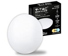 V-TAC Plafoniera LED Rotonda da Soffitto 24W con Interruttore - Cambia Colore Luce Calda, Fredda, Naturale 3 in 1 - Lampada Satinata per Casa e Ufficio 2600 Lumen - IP20 - Diametro 350 mm