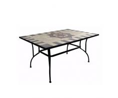 Mondo Viro Set da pranzo completo di 2 sedie + tavolo Artdecò Mosaico in ceramica per giardino (Tavolo)