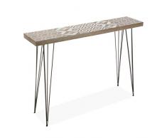 VERSA Dallas Consolle ingresso, Tavolo Consolle, Tavolino Ingresso, Tavolo salotto, Mobile ingresso, Misure (A x L x l) 80 x 25 x 110 cm, Legno e metallo, Colore Marrone e bianco