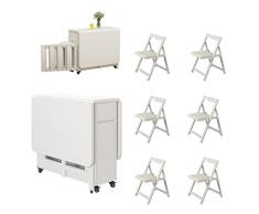 JUSTPI Set di 4 tavoli e sedie salva-spazio, tavoli pieghevoli, tavolo da pranzo e sedie con cuscino morbido, tavolo da pranzo e sedia in legno, per casa, ufficio, soggiorno, corridoio (D)