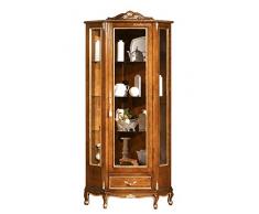 Mobile vetrina ad Angolo in Stile Classico, Raffinati Intagli e Decorazioni con Foglia Oro. per la Sala da Pranzo o per Il Salotto. Alta qualità Artigianale Italiana.