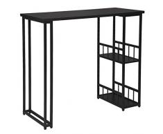 WOLTU BT25sz Tavolo da Bar Alto con 2 Mensole Bancone da Casa in Metallo e Legno Nero 120x50x105 cm