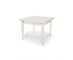 InHouse srls Tavolo, Arte povera, in Legno massello e MDF con rifinitura in Bianco Opaco Apertura a Libro- Mis. 90x90