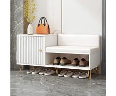 XIALIUXIA Panca per Scarpe con Vano Portaoggetti, Scarpiera Moderna con PU Panca Imbottita per 4-6 Paia di Scarpe, Mobile da Ingresso in Legno, per Corridoio Camera da Letto, 100/80 * 32 * 50CM,100CM