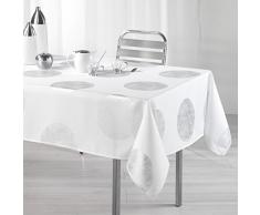 LHarmonie du Décor - Tovaglia da tavolo in poliestere, con motivo stampato, 240 x 150 cm, colore: Argento e Bianco