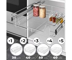 Jago Cassetto telescopico (30/40/50/60 cm) - Cromato, per Cucina o Camera da Letto in Varie larghezze - Supporto, cassetto, cassetto Cestino, cassetto Armadio, Inserti cassetto (60 cm)