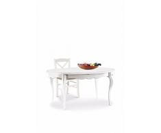 LAquila Design Arredamenti Classico Tavolo da Pranzo Shabby Chic Bianco Ovale allungabile con intarsio 160x110 1289