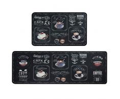 LEEBEI Tappeti da Cucina Lavabili Antiscivolo,Zerbini Cucina Camera da Letto Bagno Zerbini Tappeti e Moquette per Ambienti Interni(2 Pezzi) (Classical-Tea, 15.7 × 23.6 Pollici + 15.7 × 47.2 Pollici)