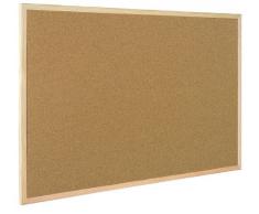 Bi-Office - Bacheca in sughero con cornice in legno di pino, 900 x 600 mm