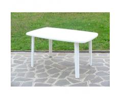 TAVOLO IN RESINA PLASTICA BIANCO PER GIARDINO ARREDO ESTERNO INTERNO 137x85x72h