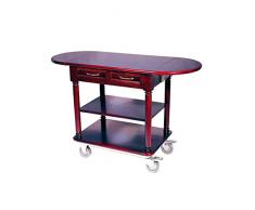 Carrello Servizio, Tavolo Ovale, 2 Cassetti 120X50X80 Cm Marrone Rosso Legno - 1 Unità