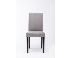 CLP Sedia Design da Pranzo INA - Sedia Soggiorno Vintage Imbottita in Tessuto - Sedia Cucina Alto Schienale e Telaio in Legno - Poltroncina Salotto Seduta 47 cm fodera grigio chiaro colore del legno: nero
