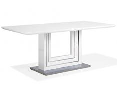 Beliani Tavolo da Pranzo in MDF Bianco Base in Acciaio Lucido 180 x 90 cm Kalona