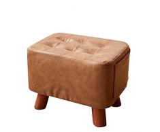 QIAOLI Poggiapiedi Pedano del poggiapiedi in Cuoio ottomano Piccolo Panca in Legno Cambio da Interno Scarpe Poggiapiedi Outdoor Semplice Decor Soggiorno Ottomane (Color : Light Brown)