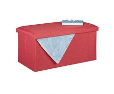 Relaxdays Panca con Contenitore, Effetto finta pelle, Imbottita, Corridoio, Camera da Letto, HLP 38x76,5x38,5 cm, Rosso, 1 pz