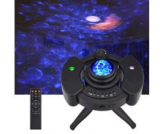 Proiettore Stelle Soffitto, Lampada Galassia UFO, Proiettore Cielo Stellato con Controllo Vocale/Telecomando, LED Luce a Luna/Onda/Acqua Romantica con Musicale Altoparlante Bluetooth, Regalo Bambini