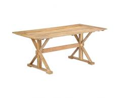 vidaXL Legno Massello di Mango Tavolo da Pranzo Robusto Resistente Stile Rustico Country Accattivante Telaio a X Tavola Mensa Cucina 180x90x76 cm