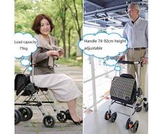 Rampe per sedia a rotelle Walker Pieghevole Sedia Carrello Portavivande Carrello Per Anziani Scooter Walker Può Sedersi Portatile Cuscinetto Di Carico 75kg Dare Agli Anziani Un Regalo Intimo Ausili pe