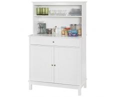 SoBuy Mobile cucina salvaspazio Credenza con vetrina bianco L90*P40*A148 cm, FSB26-W
