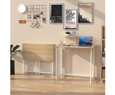Scrivania Pieghevole Salvaspazio con Staffa per Alzata Staccabile, Tavolo Pieghevole per Computer, Tavolino Pieghevoli da Esterno ed Interni, 80x45x75cm PC Scrivanie Marrone per Ufficio Casa Campeggio