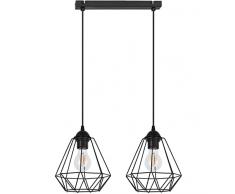 Light-Home Lampadario a sospensione Corral - Lampadario industriale per soggiorno, camera da letto e cucina - Lampade a sospensione in metallo con paralume moderno - 2 luce - nero