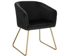 WOLTU Sedia da Cucina in Velluto Nero Poltroncina per Soggiorno Lounge Grande Seduta Morbida BH271sz-1