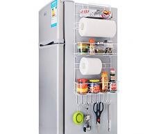 XCXDX Frigorifero Rack da Parete Laterale Houseware scaffale per spezie, Cucina dispensa Armadio Bianco Filo di Metallo